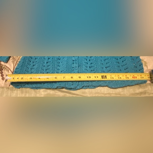 Women’s Style & Co. Dress Knit Cotton Sweater Blue Turquoise Medium snap Buttons - Picture 7 of 12